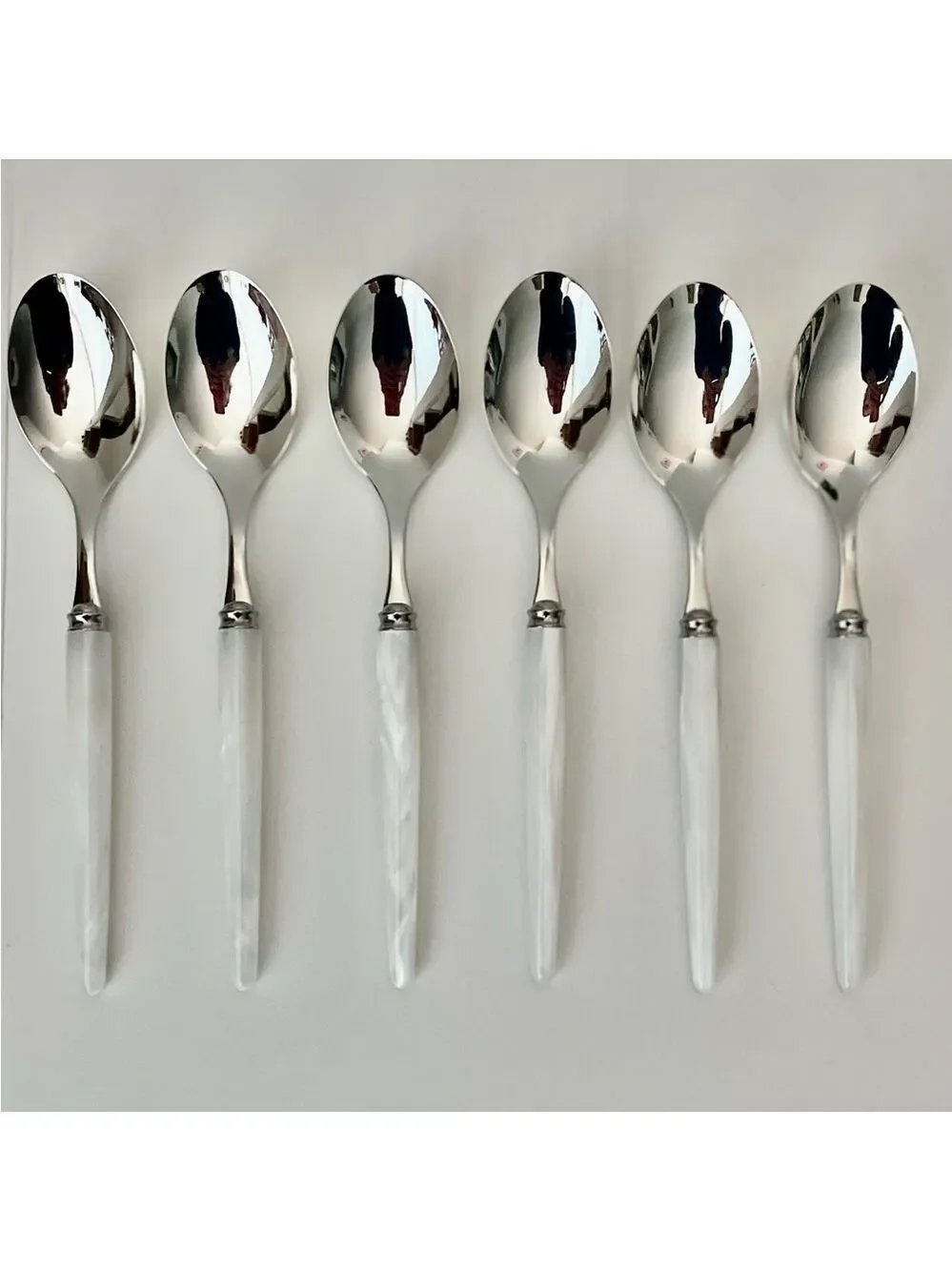 NWOT CAPDECO Elegant Tang White Dining Spoon Set of 6 - Picture 1 of 4